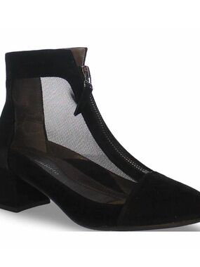 Bella Comforto - Runa Black Mesh Zip Block Heel booties
